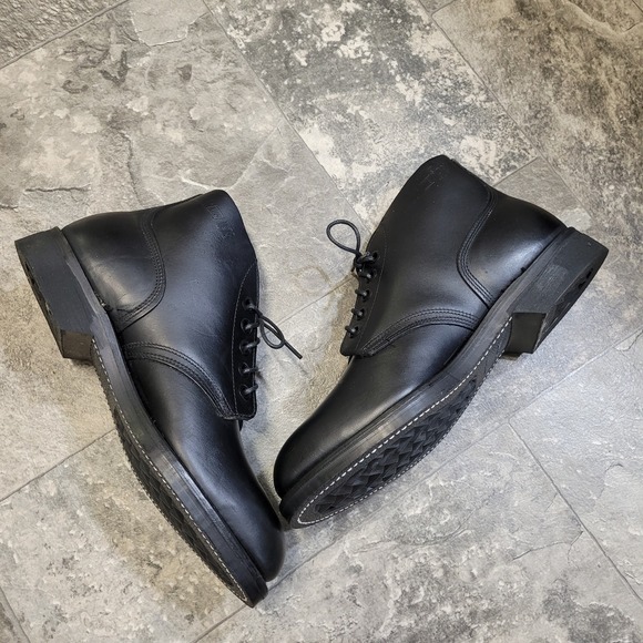 US Military Vintage 1979 Steel Toe Flight Deck Parade Boots Black Leather‎ 10 R main image 2